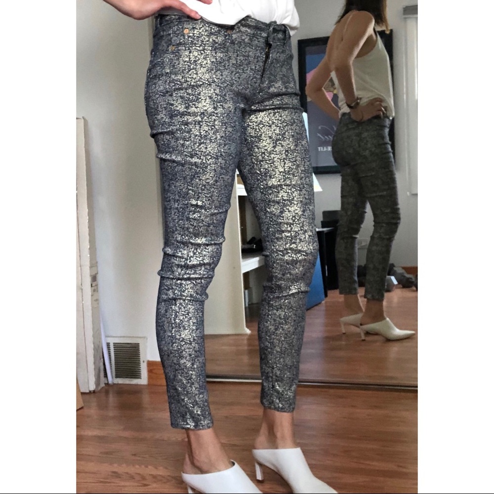 7 For All Mankind metallic stretchy cropped pants